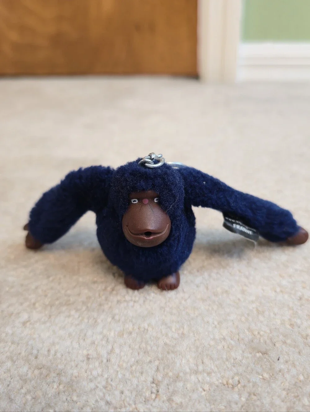 Kipling Franny Plush Navy Blue Monkey Thumb Keychain Fob Bag Backpack Charm